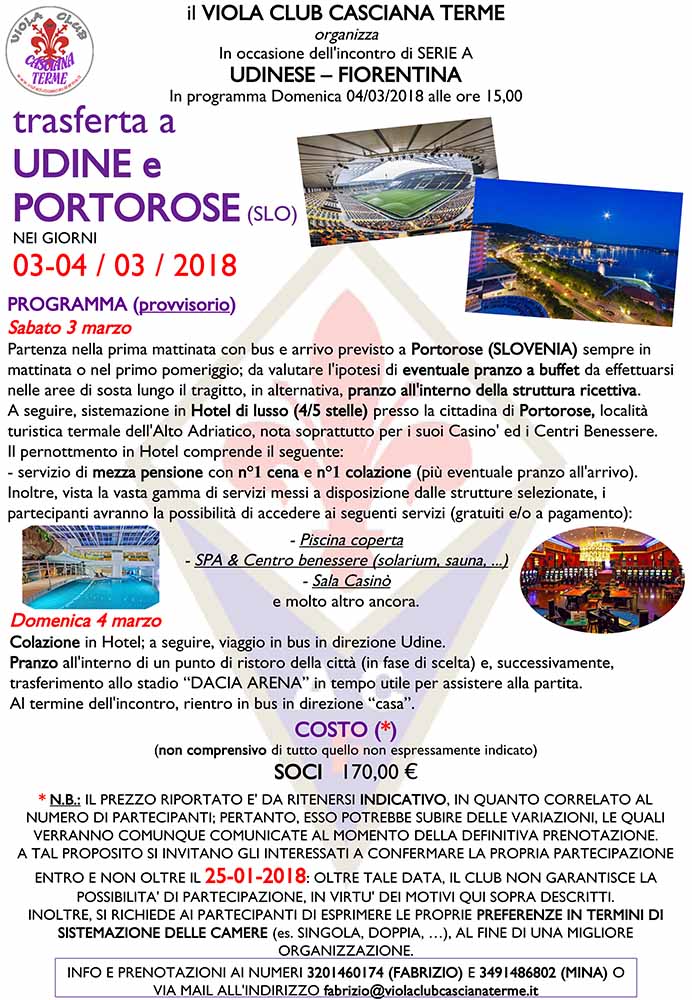 trasferta udine 2018
